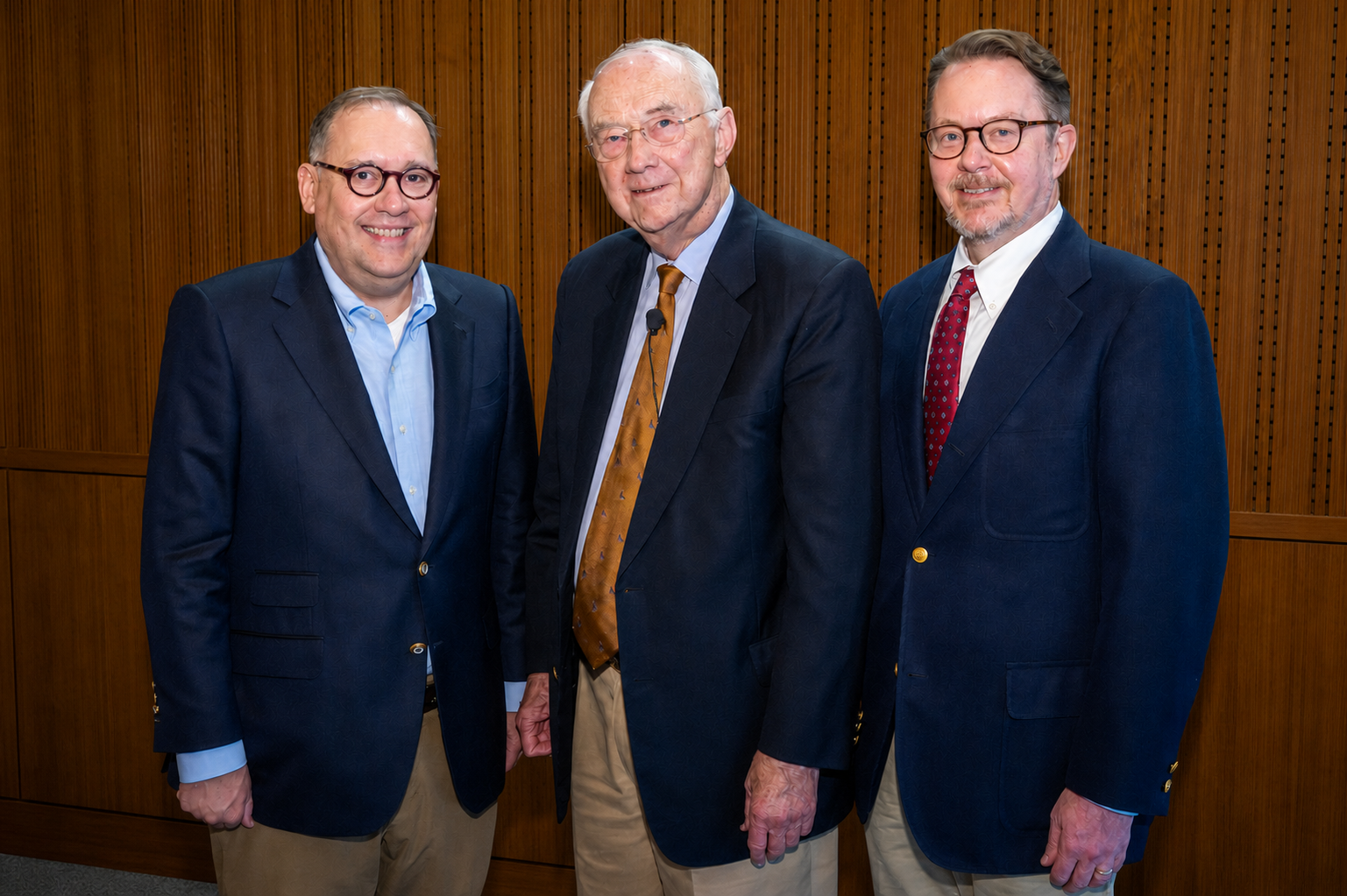 Chancellor Andrew Martin, former U.S. Senator Phil Gramm, and Andrew Reeves at a Weidenbaum Center event