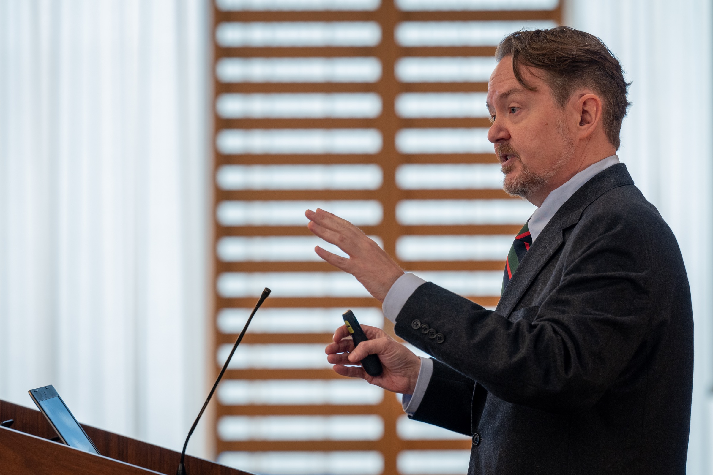 Andrew Reeves speaking at the Weidenbaum Center's 2024 election results policy luncheon