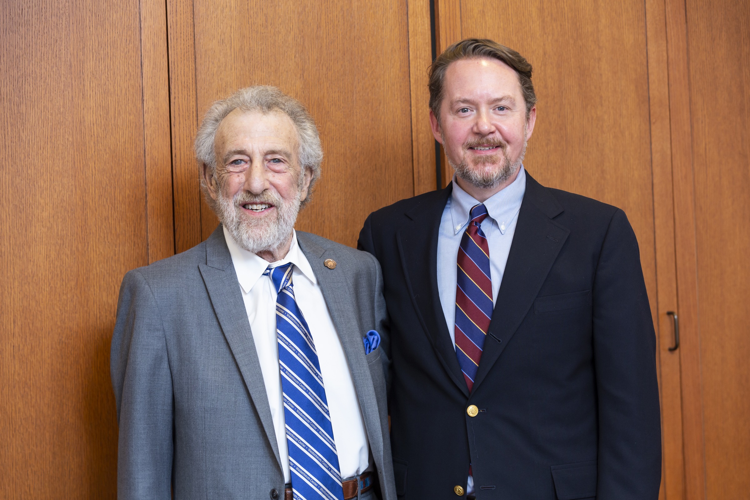 George Zimmer and Andrew Reeves during Zimmer's visit to Washington University