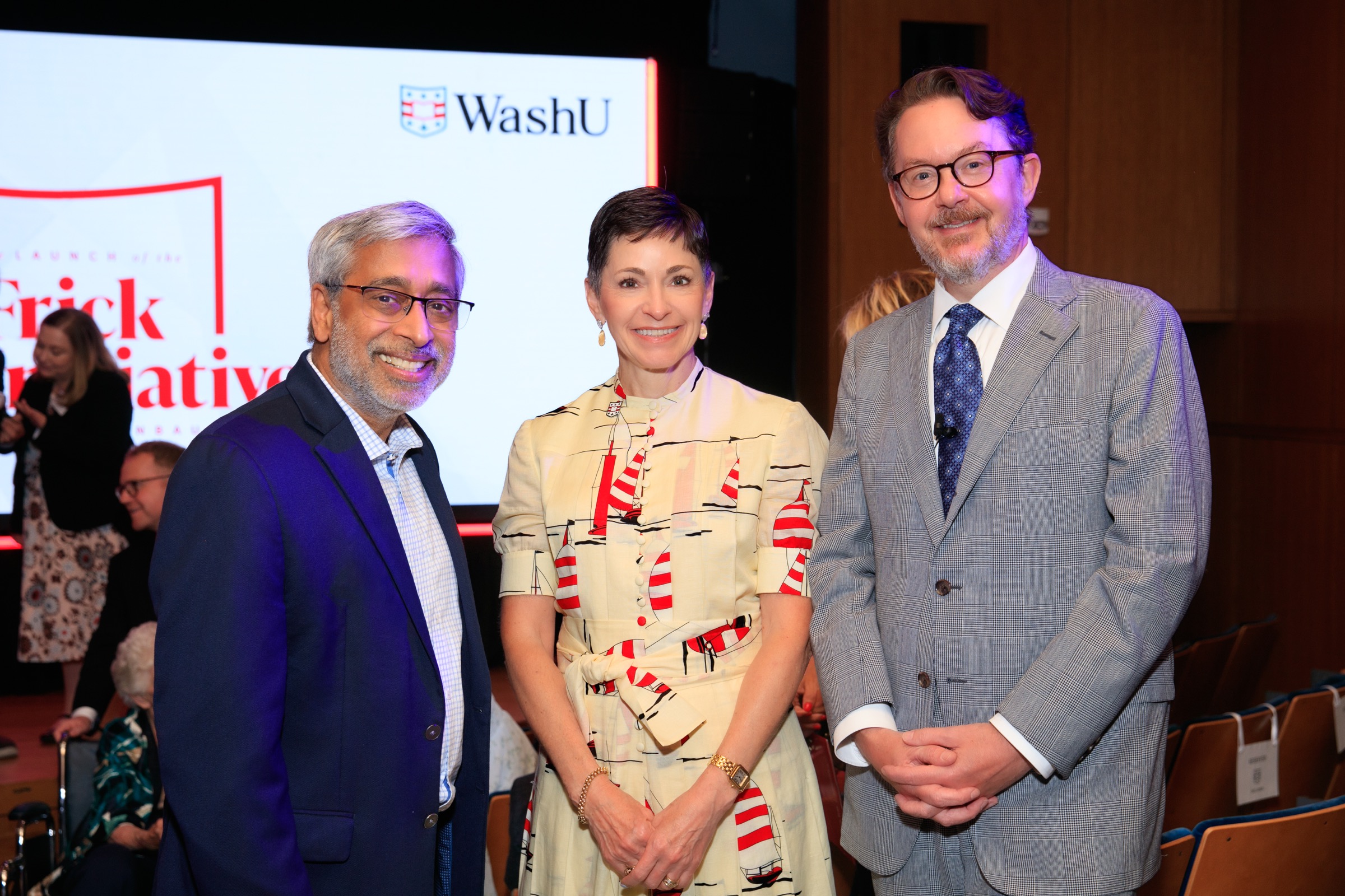 Mahendra Gupta, Penny Pennington, and Andrew Reeves at the launch of the Frick Initiatives