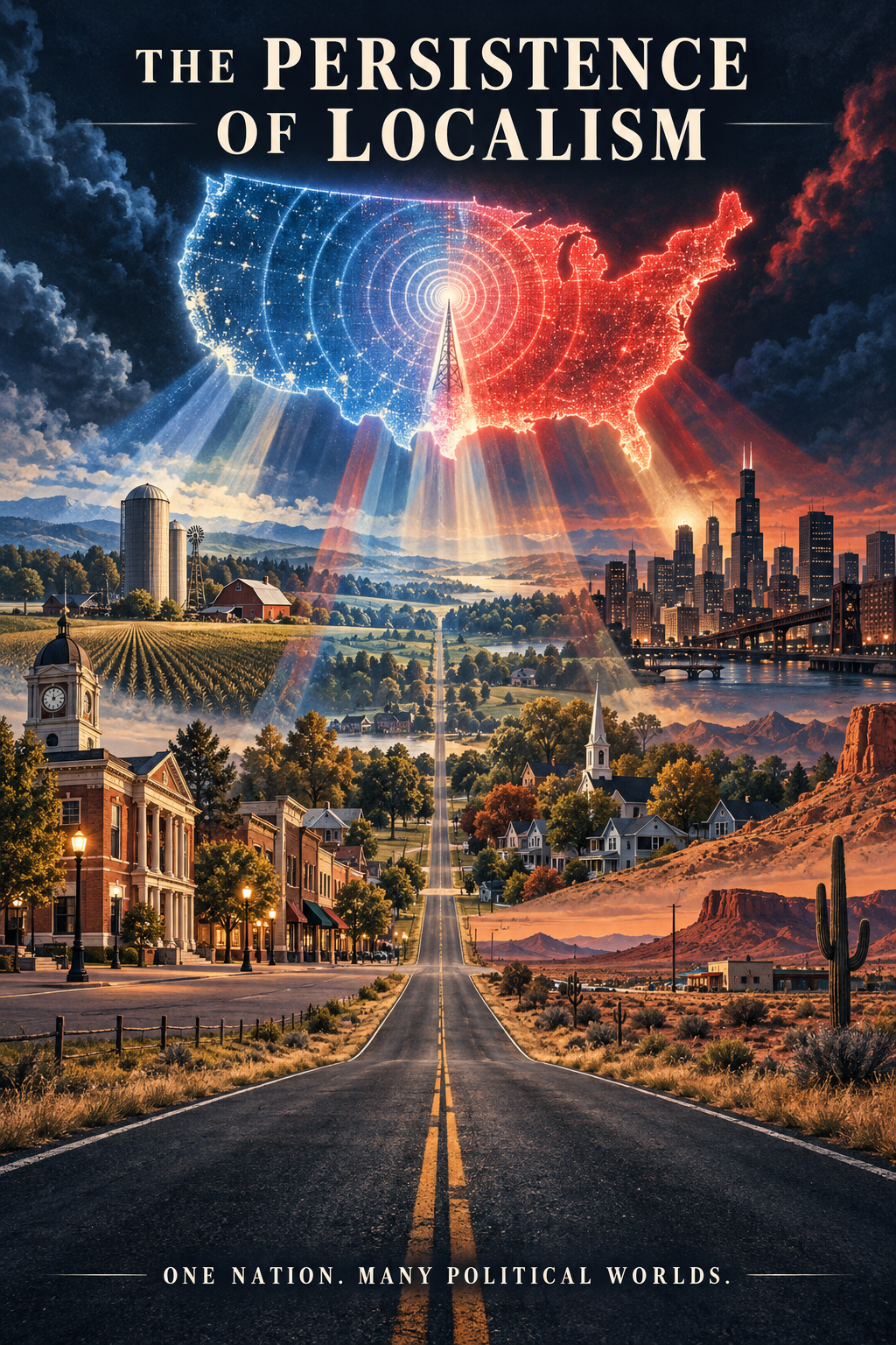 AI-generated movie poster for The Persistence of Localism in an Era of Nationalized Politics