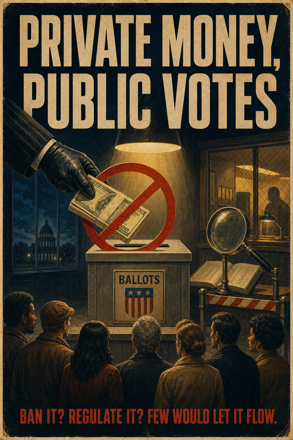 AI-generated movie poster for Public Opinion on Private Funding of Public Elections